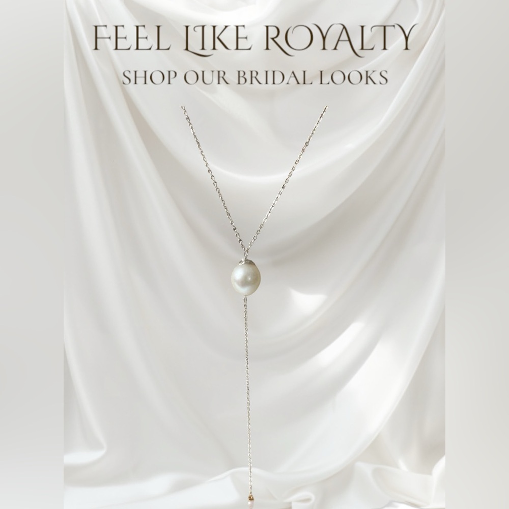 Bridal Necklace, Anniversary Necklace, Sterling Silver Lariat Necklace